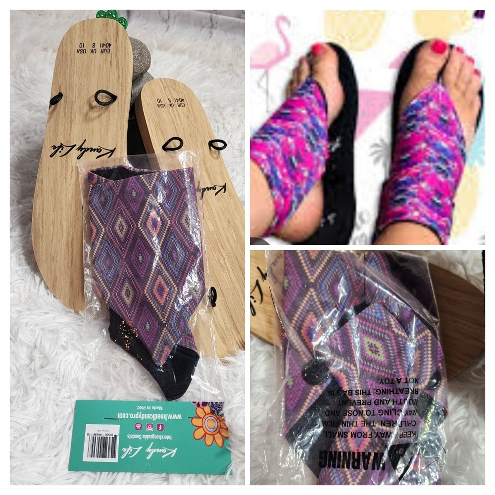 Kandy Life Interchangeable FLAT Sandals Soft Fabric Womens Size 10/ NWT